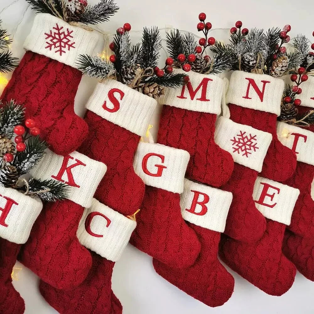 🎄 Cozy Christmas Socks for 2024 🌟 | Snowflake & Letter Knitted Stockings 🎅