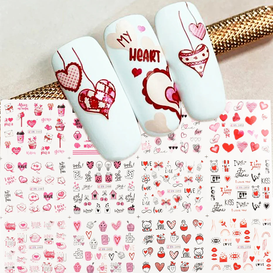 Valentine's Day Rose Nail Stickers | Full Cover French Blooming Flower Sliders | Water Decals for Manicure