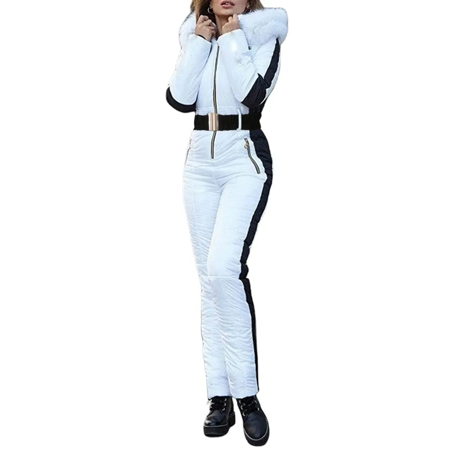 Women’s Waterproof Ski Suit ⛷️ One-Piece Snowboard Jumpsuit with Fur Collar 🏔️ Warm Outdoor Winter Overalls