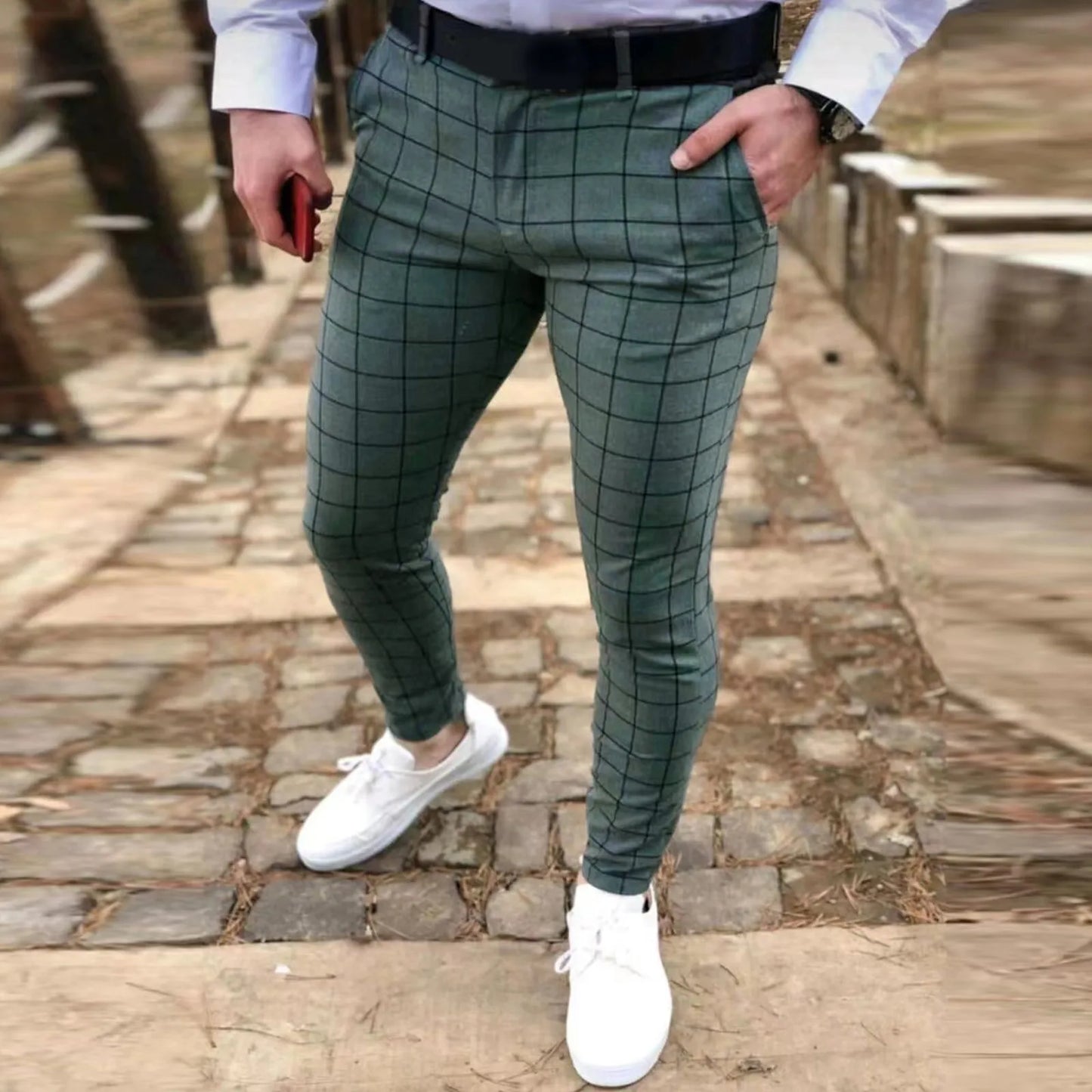 👖 Men's Korean Slim Plaid Casual Trousers | High-Quality Formal Suit Pants | Stylish Streetwear for Teenagers & Adults