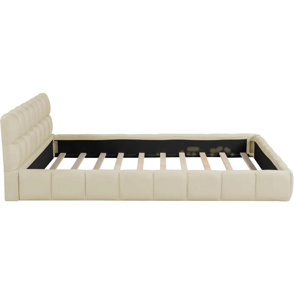 Modern Queen Upholstered Bed Frame with Wingback