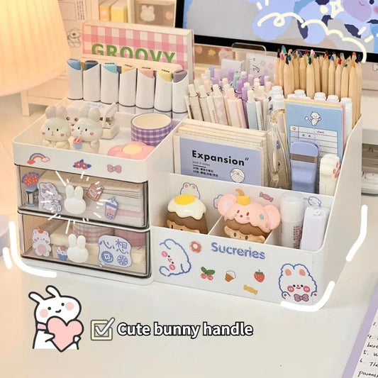 Kawaii Bunny Desktop Storage Organizer – Cute and Functional