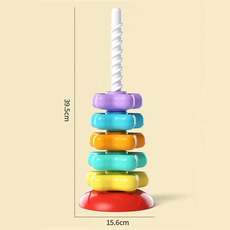 🌈 Rainbow Turret Stacking Music Color Nesting Ring – Perfect for Babies and Toddlers 1-3 Years Old!