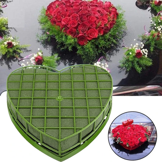 Wedding Car Heart-Shaped Flower Foam Cage | Suction Cup Floral Block for DIY Arrangements