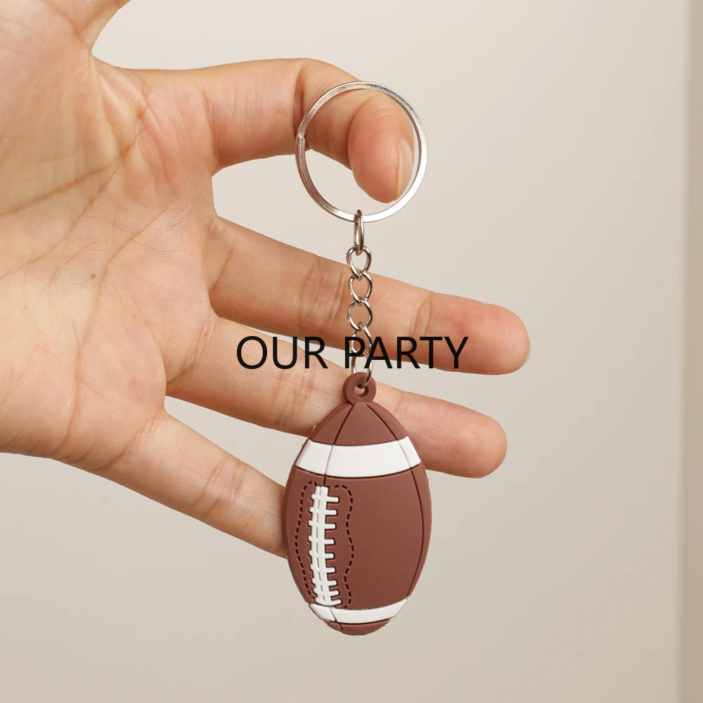 🏈 12Pcs Sports Rugby Theme PVC Keychain Set – Perfect Party Favors! 🎉