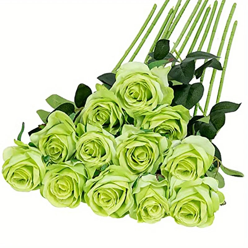 12PCS Realistic Artificial Rose Bouquet | Silk Fake Flowers for Weddings, Birthdays & Home Decor