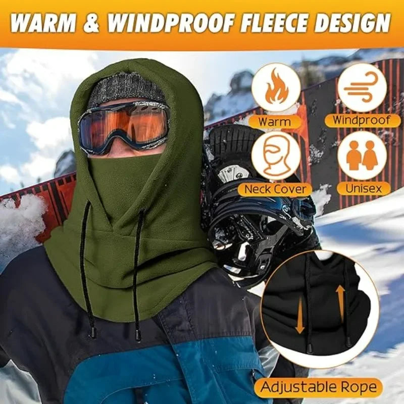 Outdoor Winter Thermal Fleece Balaclava Scarf Ski Face Mask Neck Warmer Snood Hood Hat Windproof Cold Warm Riding Cap Sports