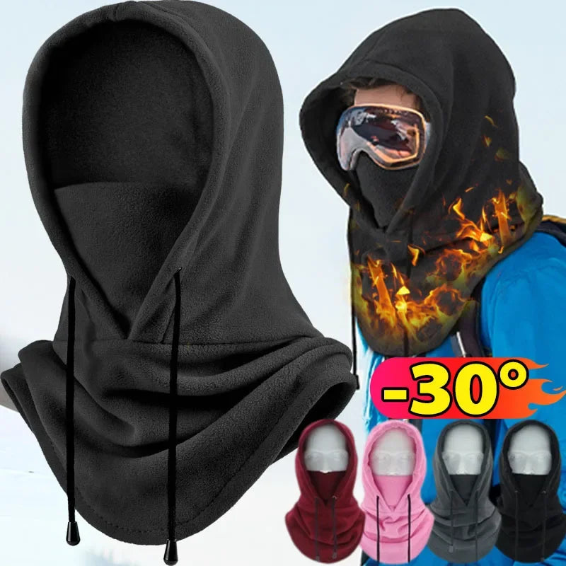 Outdoor Winter Thermal Fleece Balaclava Scarf Ski Face Mask Neck Warmer Snood Hood Hat Windproof Cold Warm Riding Cap Sports