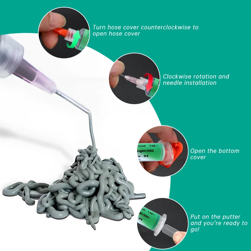 138℃ Solder Paste Syringe Flux No Clean Solder Paste Low Temperature Lead-free Needle Tube Solder Paste DIY Welding Components