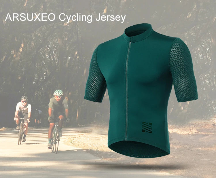 ARSUXEO Men Cycling Jersey Pro Team Short Sleeve MTB Shirt Summer Bike Clothing Downhill Motocross Bicycle T-Shirt Breathable