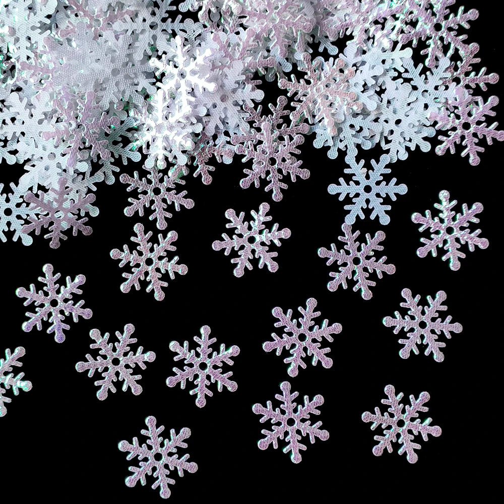 300pcs 2cm Christmas Snowflakes Confetti Xmas Tree Ornaments Christmas Decorations for Home Winter Party Cake Decor Supplies