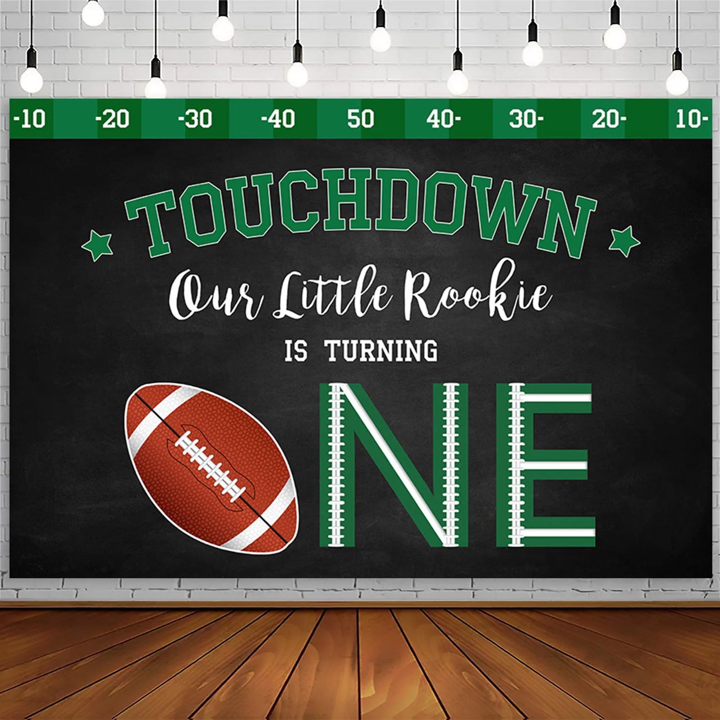 🏈 AIBIIN 1st Birthday Party Backdrop – Touchdown Rugby Theme 🎉