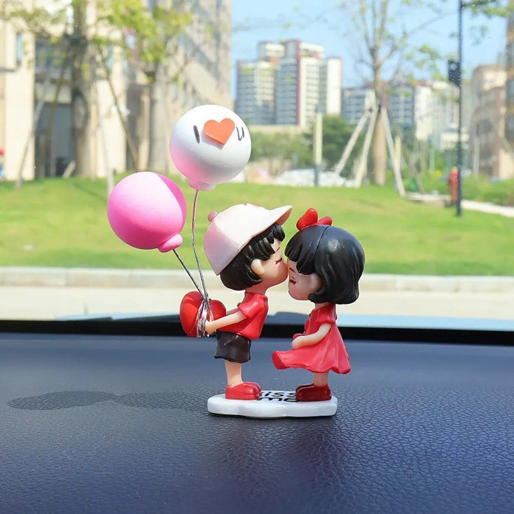 Couple Cute Ornaments for Car | Cartoon Dashboard Decorations | Lovely Kiss Couple Figurines