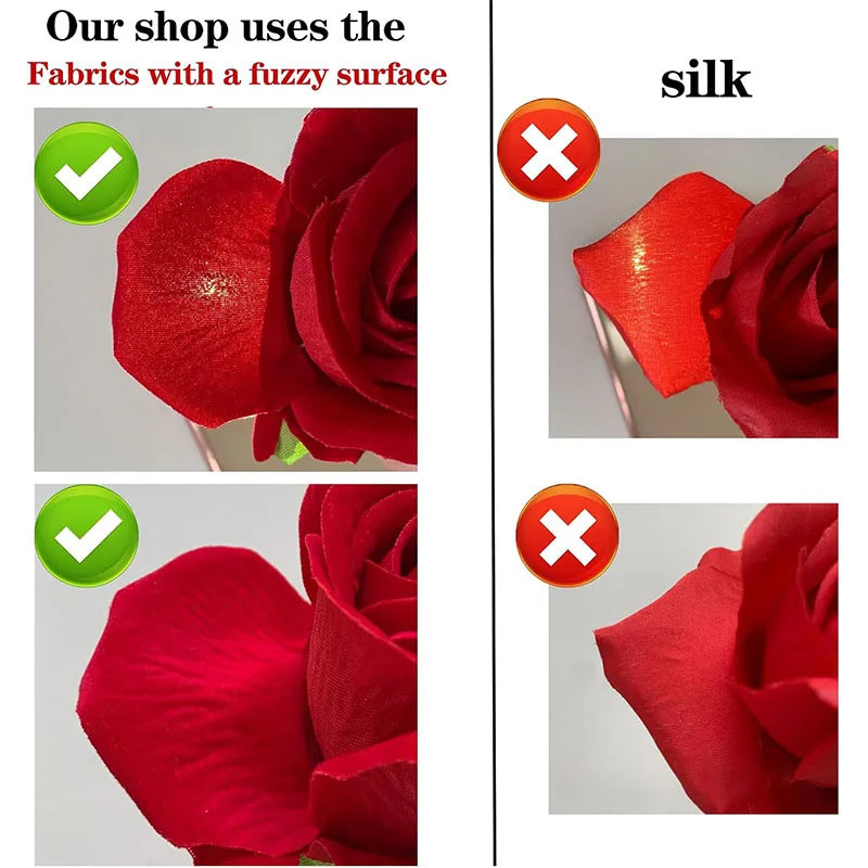 30PCS Velvet Artificial Roses | Real Touch Long Stem Silk Flowers | Wedding Bouquet, Home & Party Decor