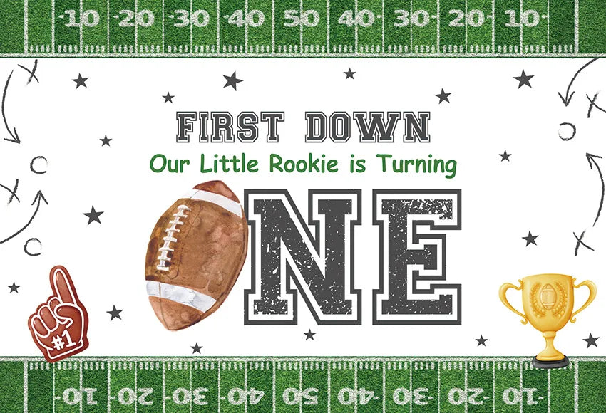 🏈 AIBIIN 1st Birthday Party Backdrop – Touchdown Rugby Theme 🎉