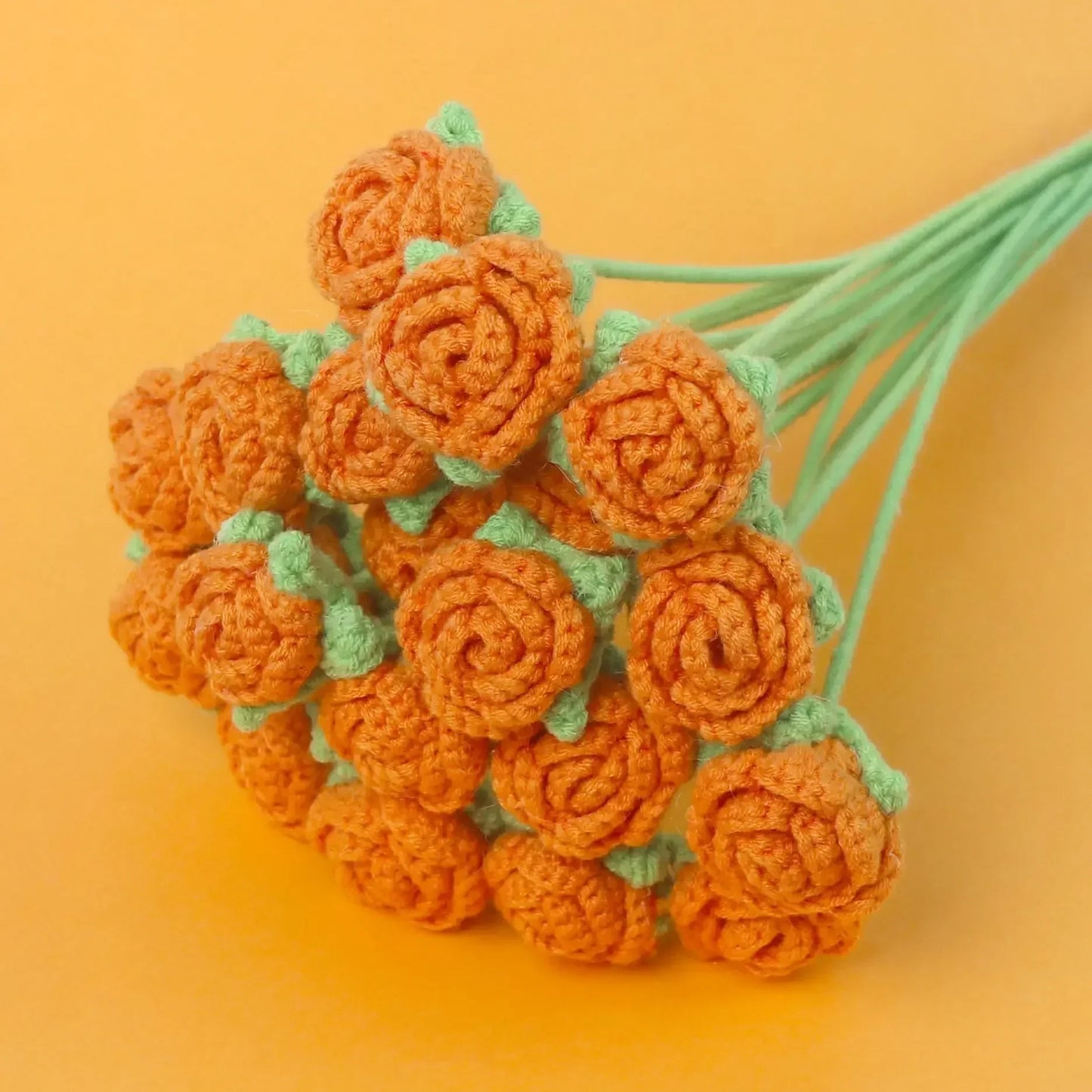 🌹 Knitted Rose Flower Bouquet – Handmade Crochet Graduation Flowers, Ramos De Flores, Fake Floral Gift