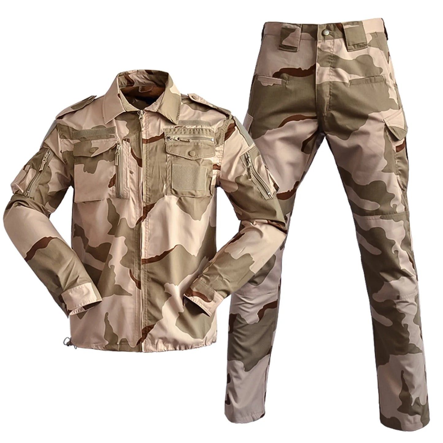 2 Piece Sets Men Breathable Camo Hunting Clothes Tactical Ghillie Suits Camping Training Suit Jacket + Pants Army Uniform Military 🏞️🪖