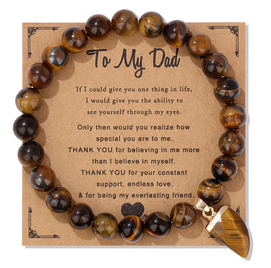 Family Cache Bracelet – Natural Stone Bead Jewelry Gift for Dad, Mom, Son, Sister, and More - Bracelet for women