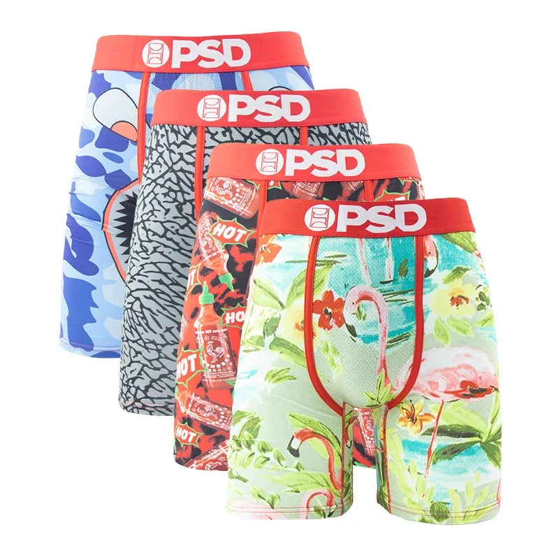 4PCS Men's Boxer Briefs | Breathable Printed Underwear | Soft & Stretchy Trunks