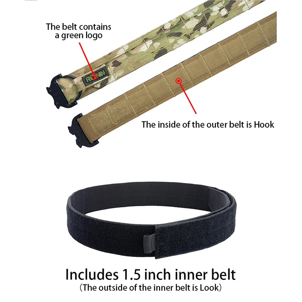 2 Inch Tactical Belt – Quick Release Metal Laser Molle Men’s Camo Belt for Airsoft & Battle Gear