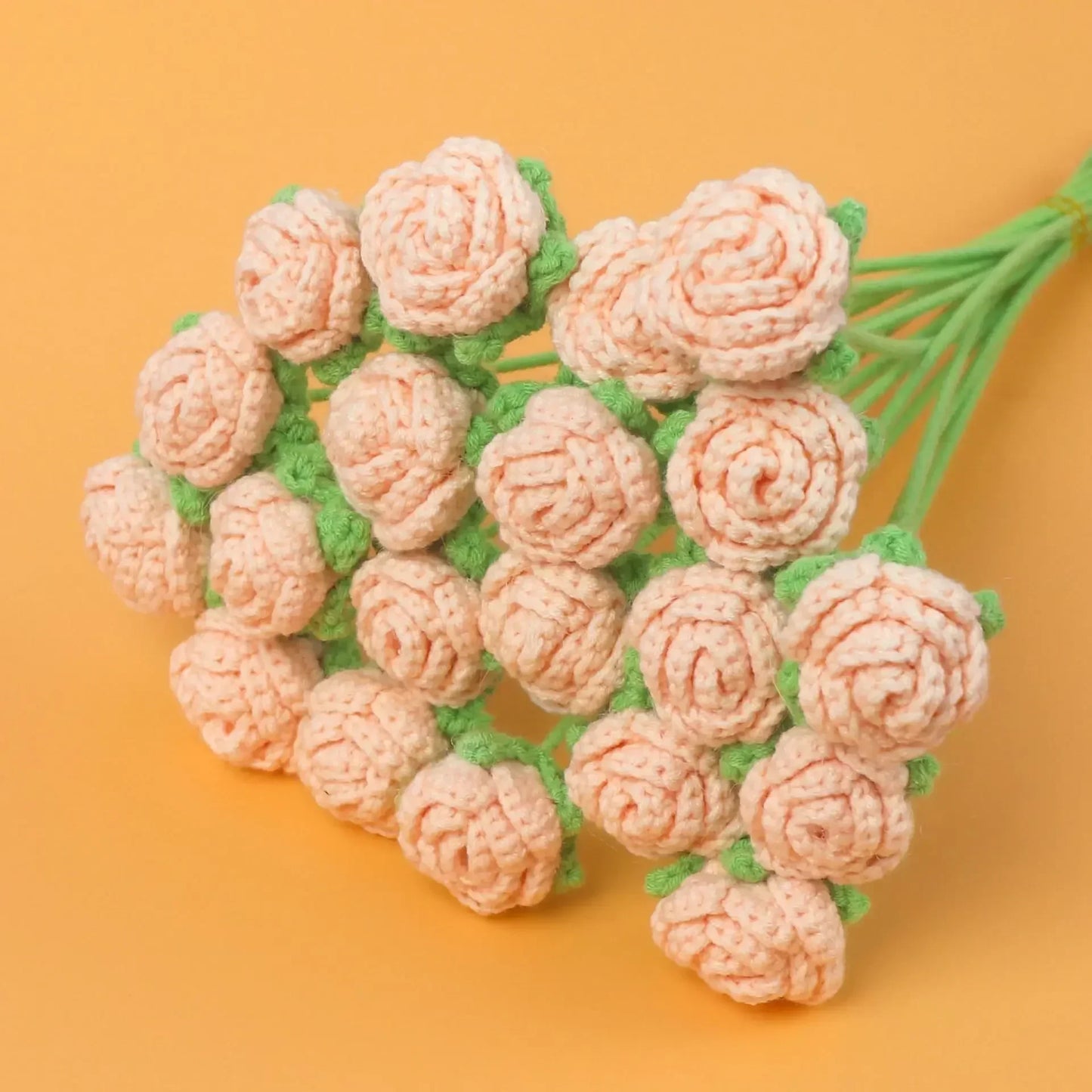 🌹 Knitted Rose Flower Bouquet – Handmade Crochet Graduation Flowers, Ramos De Flores, Fake Floral Gift