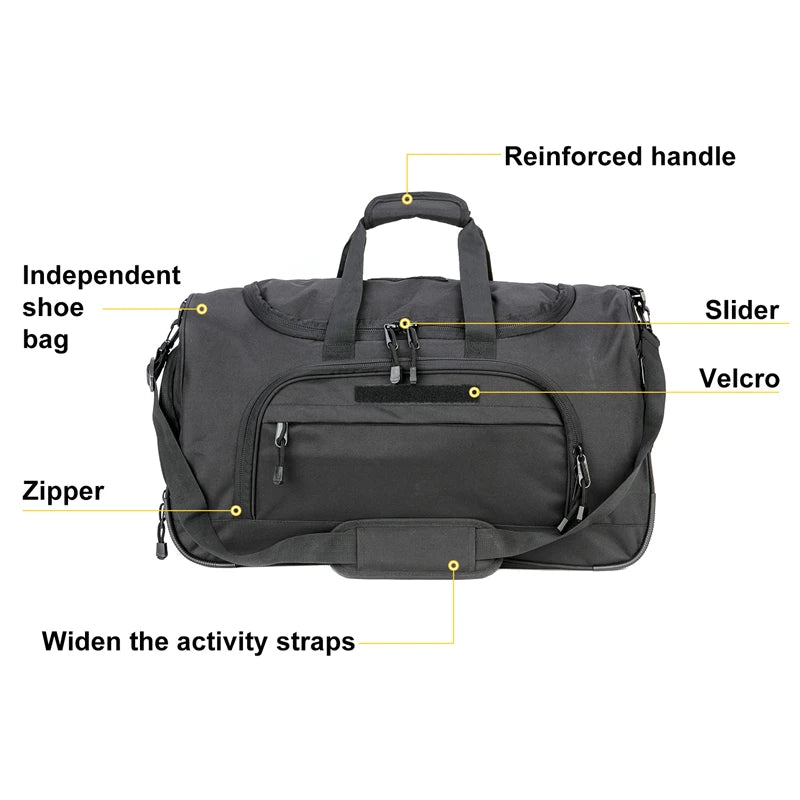 🏋️‍♂️ Waterproof Gym Bag | Men’s Sports & Travel Duffle | Tactical Military Fitness Training Bag | 60L Capacity