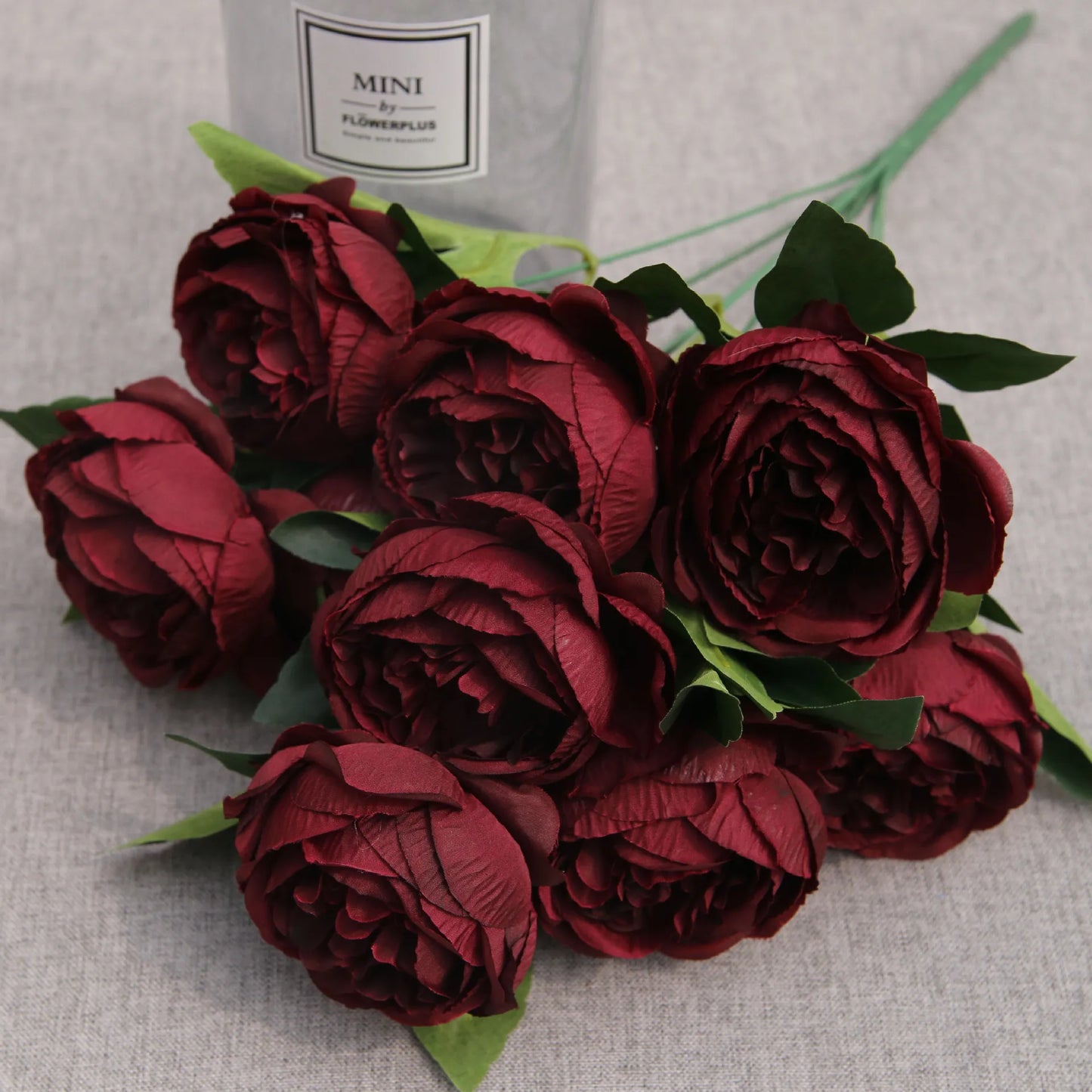 10 Head Burgundy Roses 🌹 | Artificial Peony Bouquet for Wedding, Home & Party Decoration