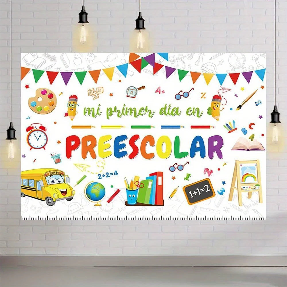 📸🎉 Kindergarten First Day Photography Background – Perfect Classroom Decoration & Student Banner! ✏️🏫