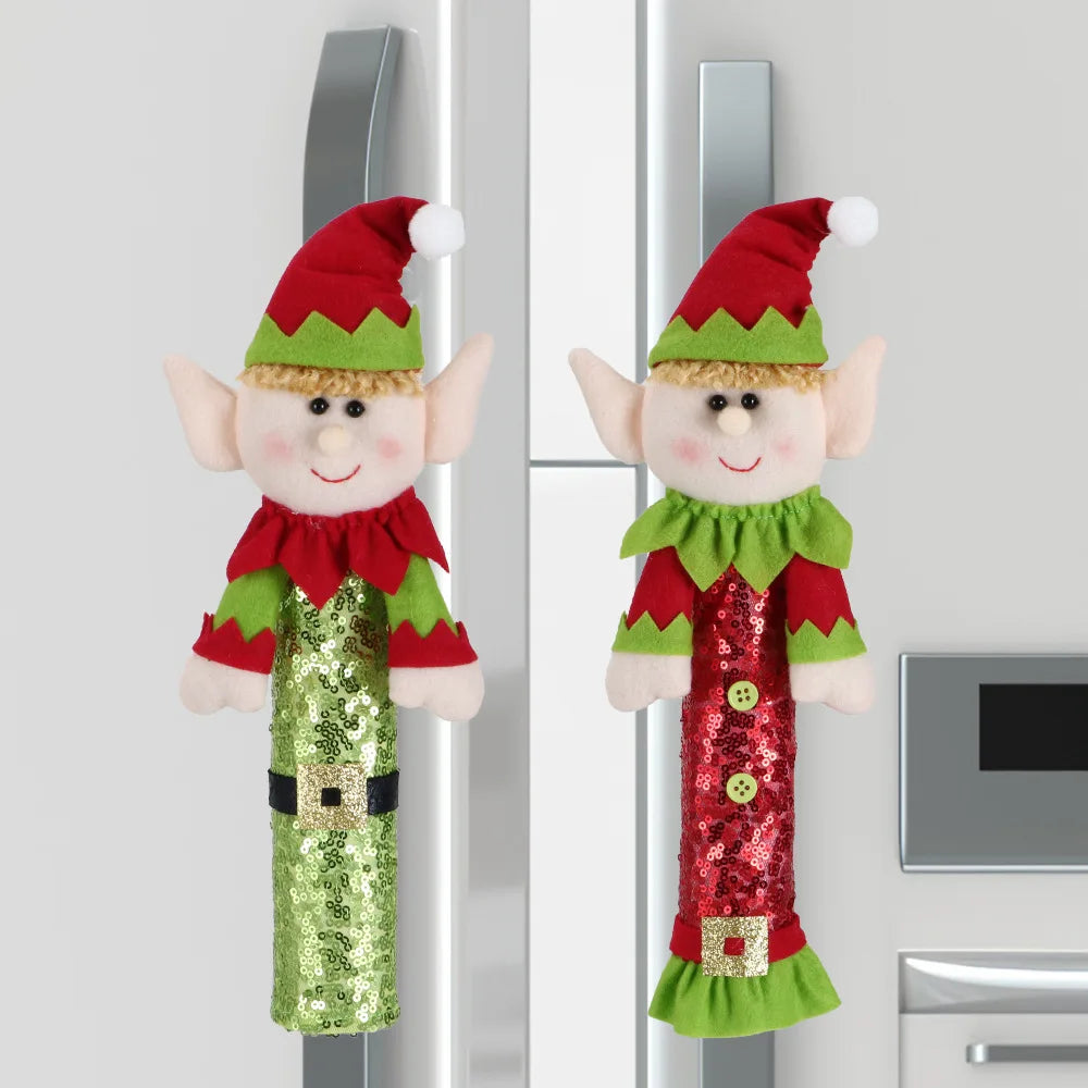 2024 Christmas Handle Covers | Santa Claus & Snowman Designs for Fridge, Oven, Dishwasher | Festive Kitchen Decor