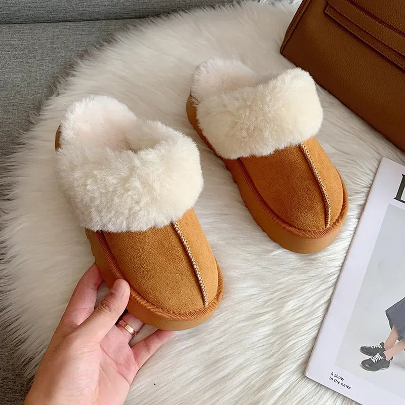 Dutrieux Fur Slippers Women Winter Plush Sandals