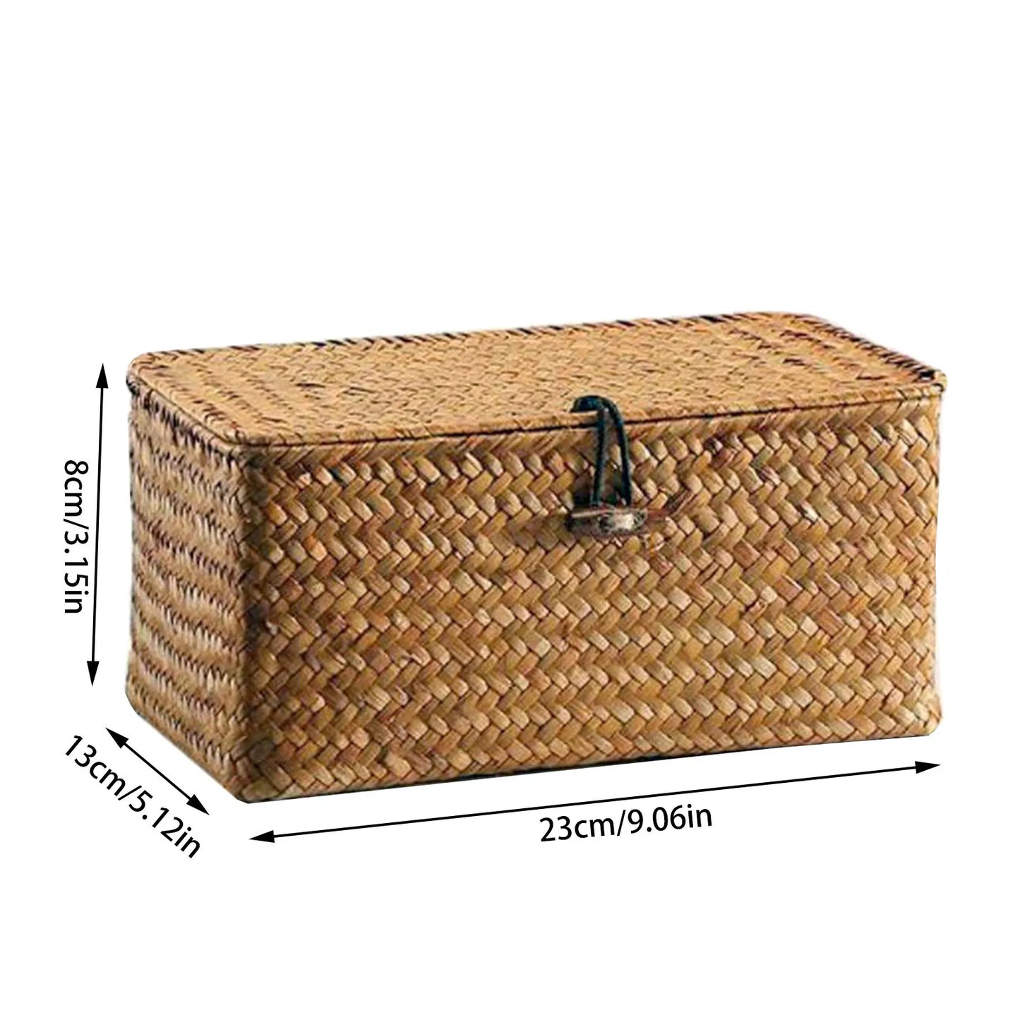 Handmade Wicker Storage Basket with Lid – Rattan Organizer for Laundry, Toys & More