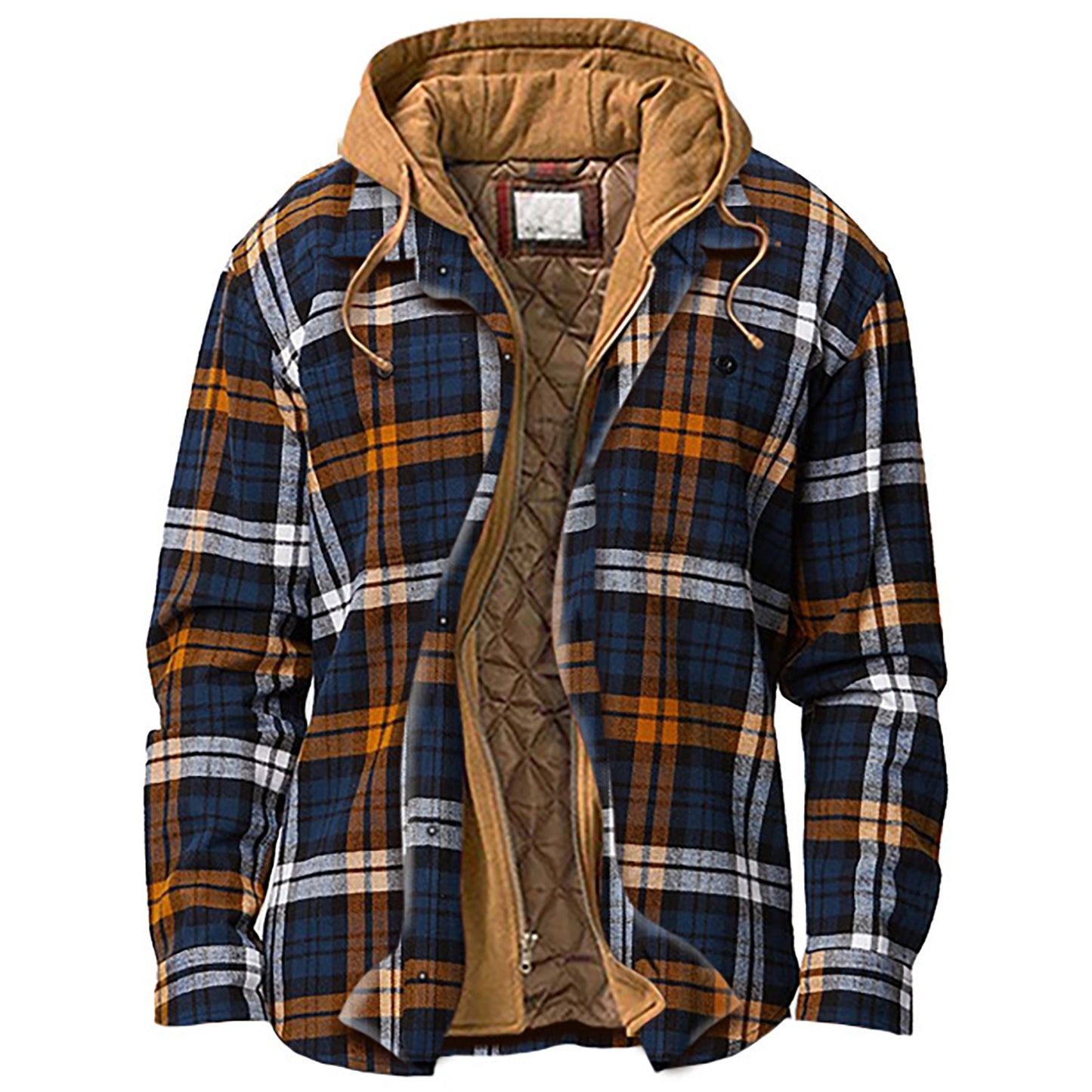 Men's Quilted Plaid Shirt Jacket with Hood 🧥 | Warm Autumn & Winter Casual Outerwear