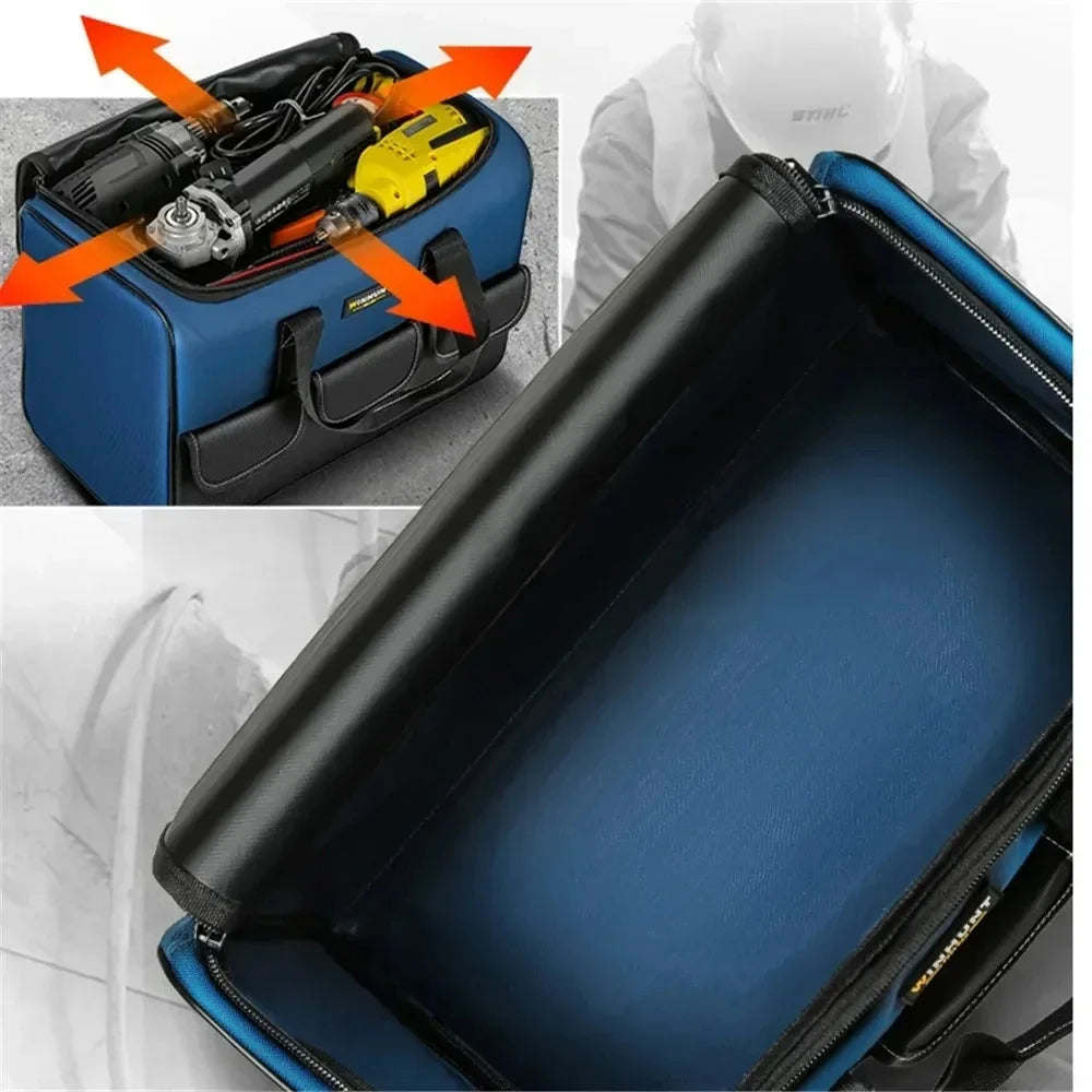 Waterproof Tool Bag 🔧 | 30% More Capacity Multi-Pocket Organizer for Electrician Tools 🛠️