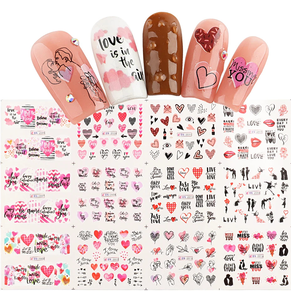 Valentine's Day Rose Nail Stickers | Full Cover French Blooming Flower Sliders | Water Decals for Manicure