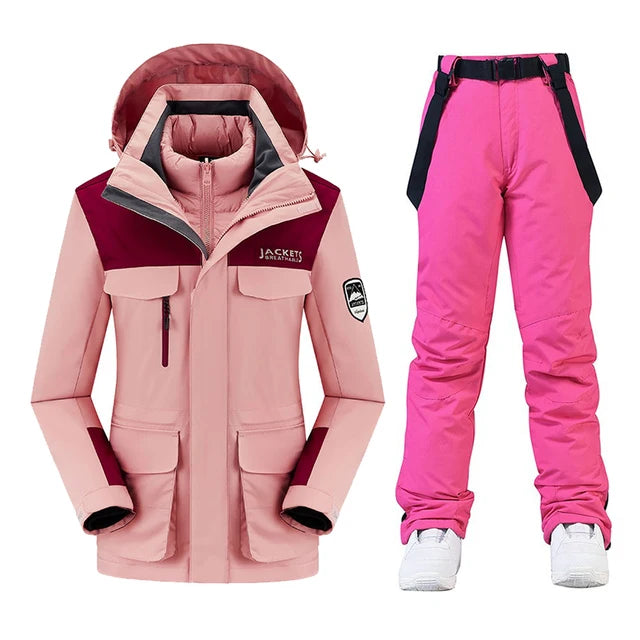 New Women’s Ski Suit ⛷️ Waterproof Windproof Snowboard Set – Warm Down Jacket & Snow Pants