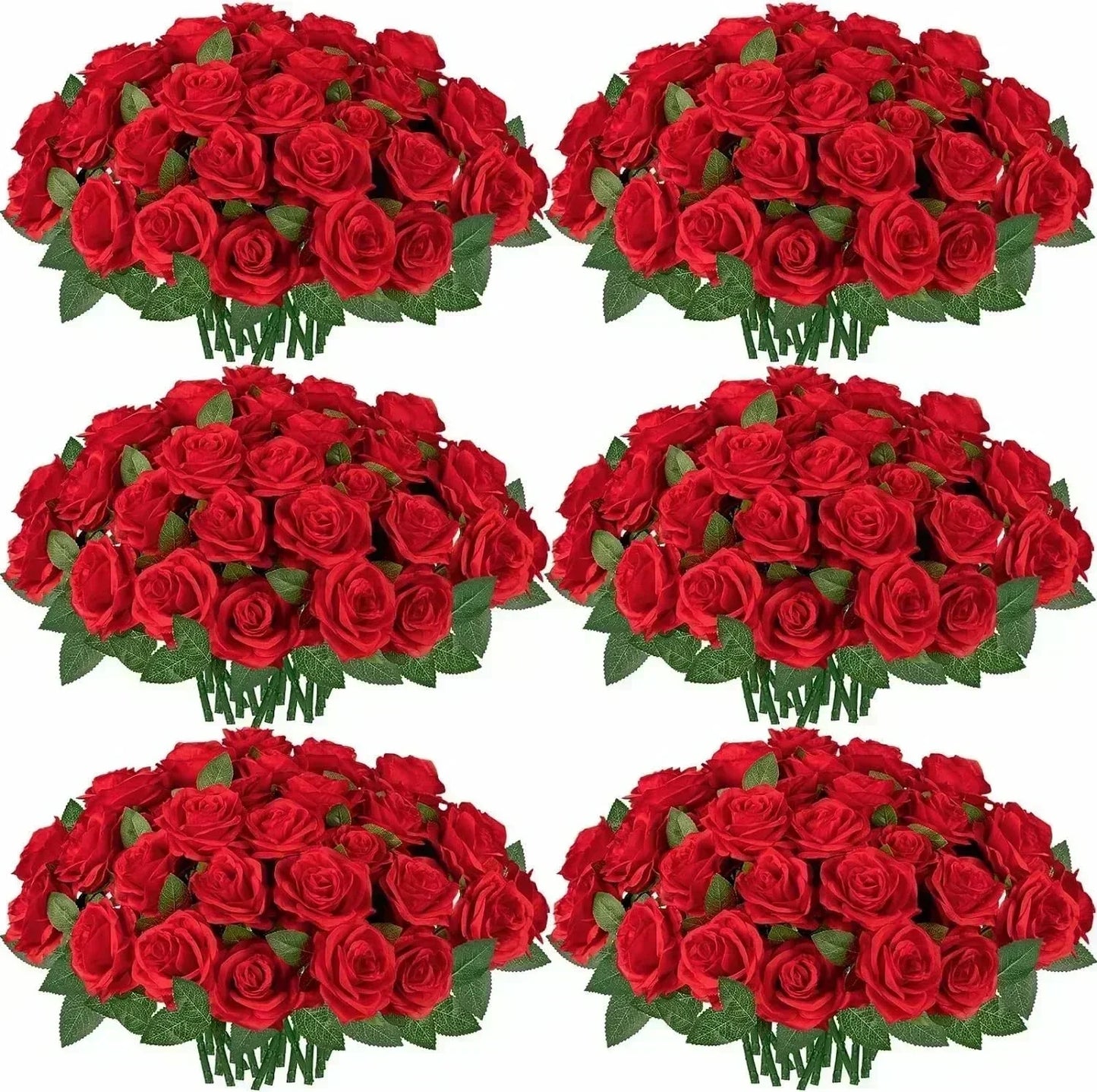 20/50PCS Realistic Velvet Silk Roses 🌹 | Artificial Flower Bouquet for Wedding, Home & Party Decor