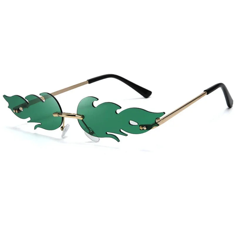 Fashion Irish Shamrock Sunglasses Green Four Leaf Clover Leprechaun Costume Glasses St. Patrick's Day Rimless Decor Sun Glasses