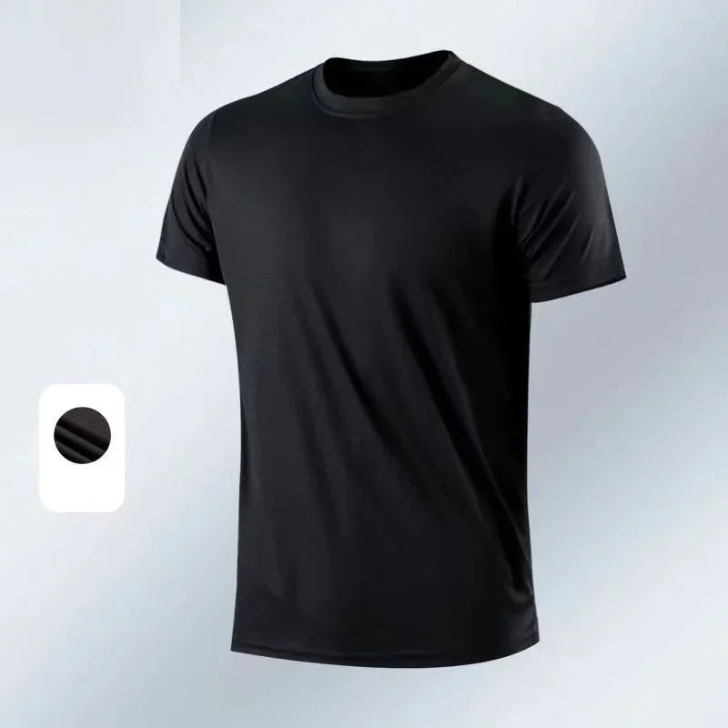 Men's Ice Silk T-Shirt – Quick Dry Gym Tee 💪 Summer Casual Running Shirt