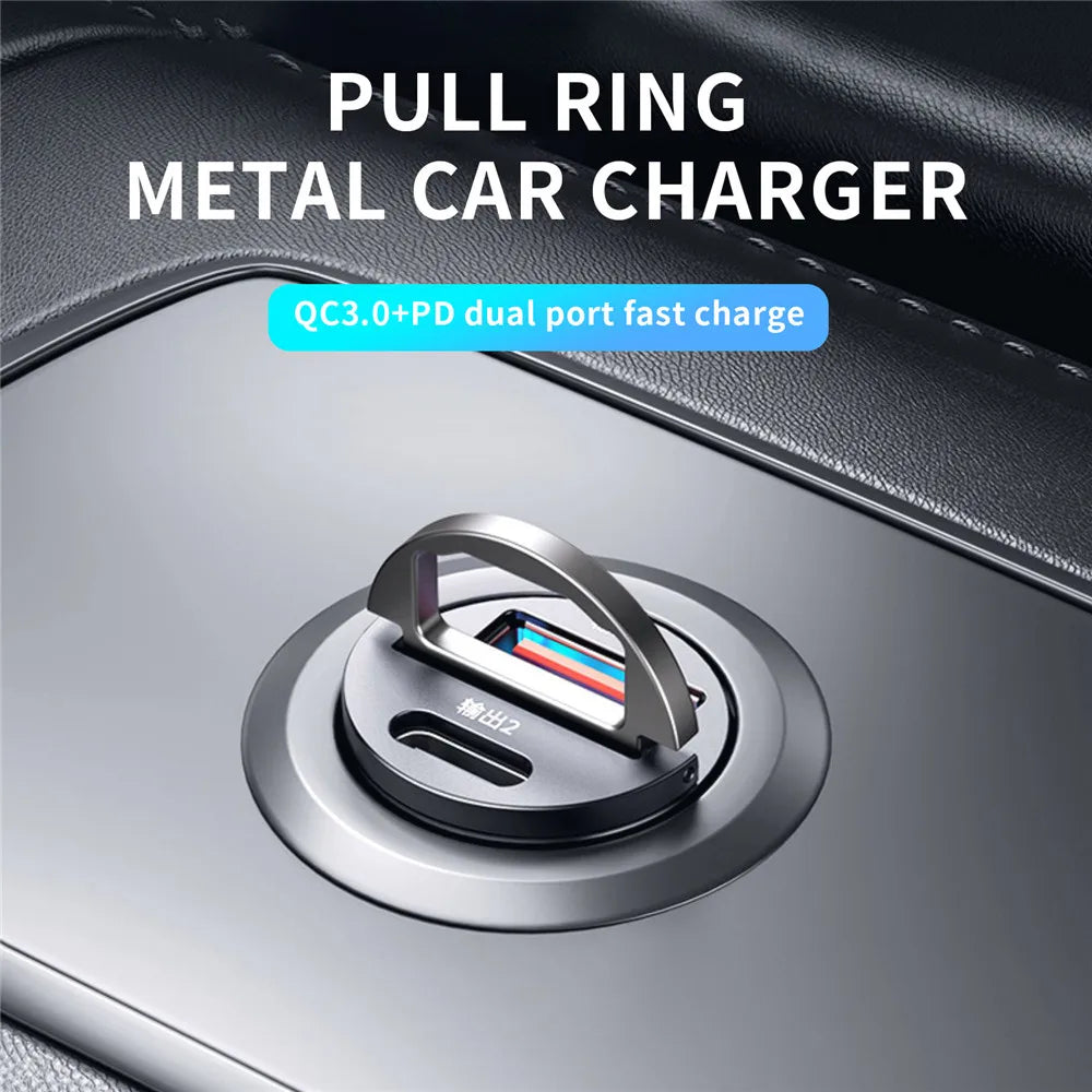 🔌 100W/200W QC3.0 PD Mini Car Charger 12-24V Lighter Fast Charging Car USB Type C Charger for Xiaomi Samsung Huawei iPhone Power 🔌