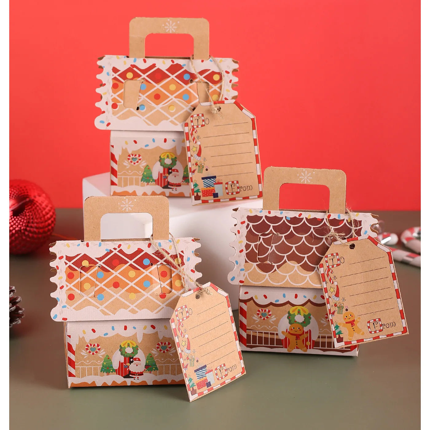 Various Size Christmas Gift Boxes | Kraft Paper & Plastic Candy Snack Boxes for Xmas & New Year Parties