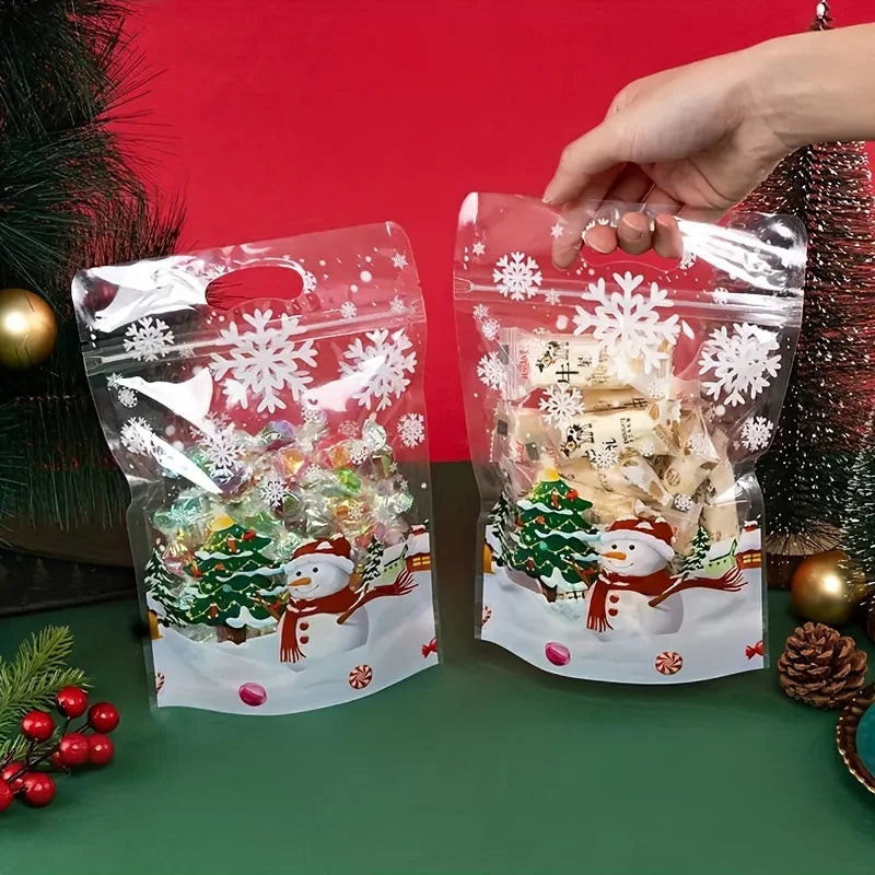 🎉 50PCS Happy New Year & Christmas Bread Packaging Bags 🎄 | Santa Claus Handle Gift Bags for Homemade Treats 🍞