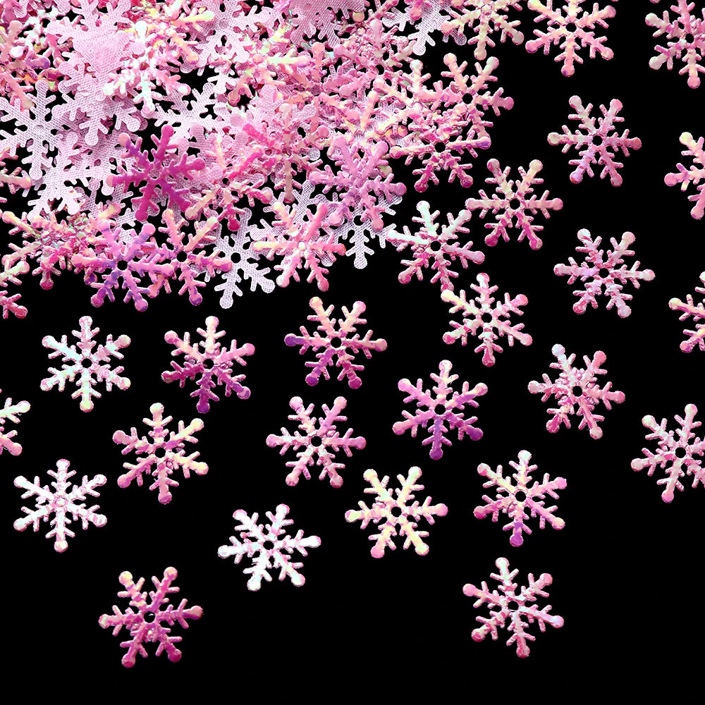 300pcs 2cm Christmas Snowflakes Confetti Xmas Tree Ornaments Christmas Decorations for Home Winter Party Cake Decor Supplies