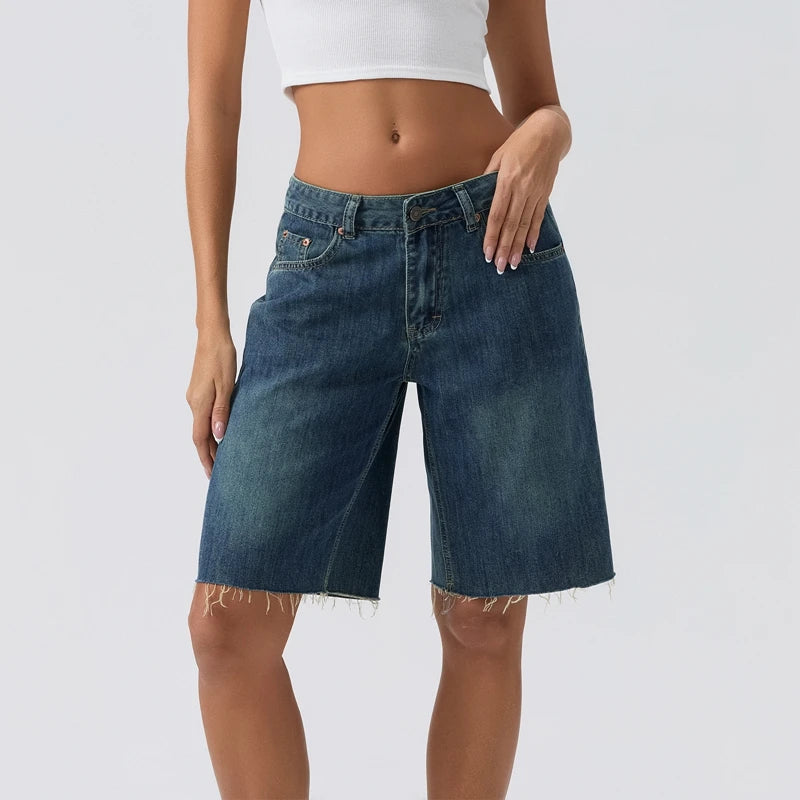 2000s Retro Wide Leg Baggy Jeans Women High Waisted Loose Fit Pants Y2K Aesthetic Vintage Grunge Denim Shorts Streetwear