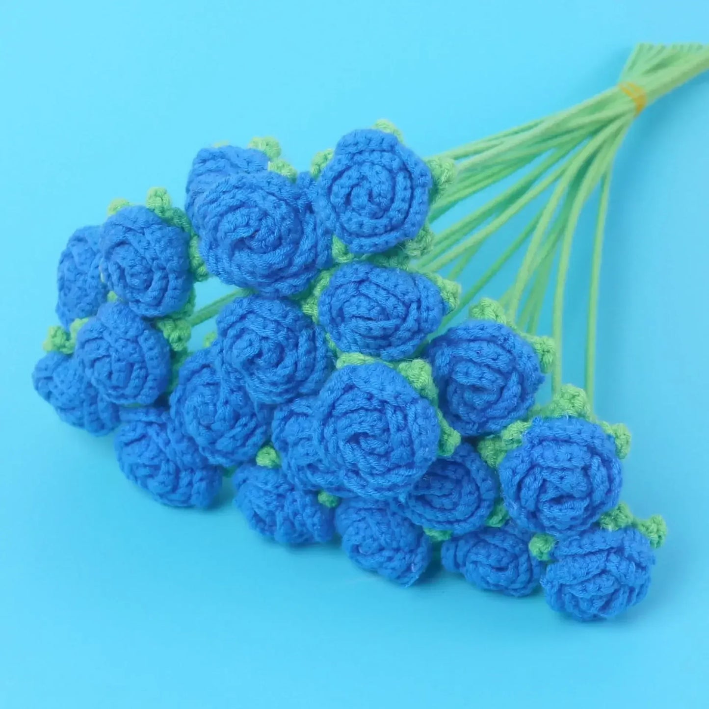 🌹 Knitted Rose Flower Bouquet – Handmade Crochet Graduation Flowers, Ramos De Flores, Fake Floral Gift