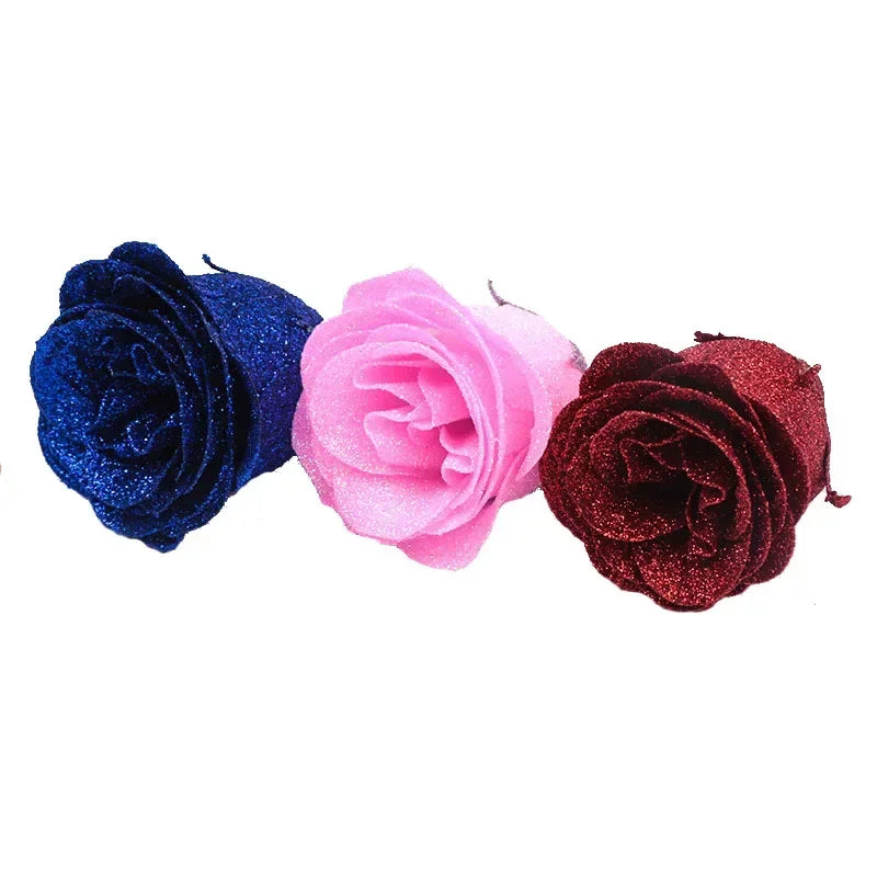 30/50PCS Glitter Artificial Roses | Valentine's Day & Wedding DIY Flowers | Romantic Gift for Wife, Girlfriend, Mother