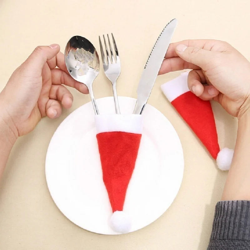 🎄 Merry Christmas Decoration 2024 | Cute Cloth Tableware Bag Holders for Forks & Knives | Holiday Ornament Decor 🎉