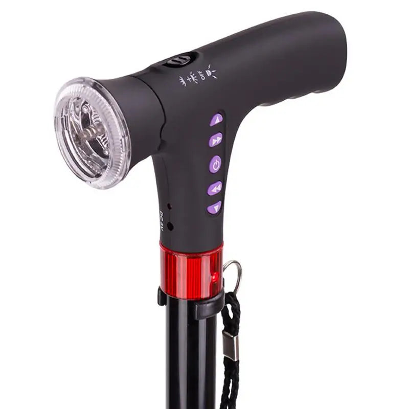 🌲 Multifunctional Hiking Cane | Adjustable Height, LED Light, Alarm, Radio, Ergonomic Handle