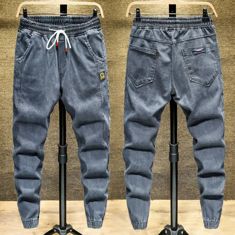 Men's Fashion Drawstring Denim Harem Jeans | Casual Elastic Waist Pants for Fall | Jeans for men