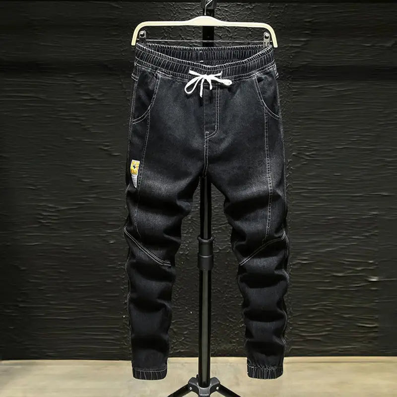 Men's Fashion Drawstring Denim Harem Jeans | Casual Elastic Waist Pants for Fall | Jeans for men