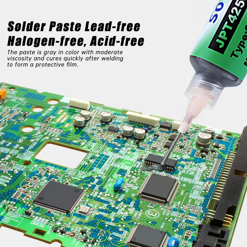 138℃ Solder Paste Syringe Flux No Clean Solder Paste Low Temperature Lead-free Needle Tube Solder Paste DIY Welding Components